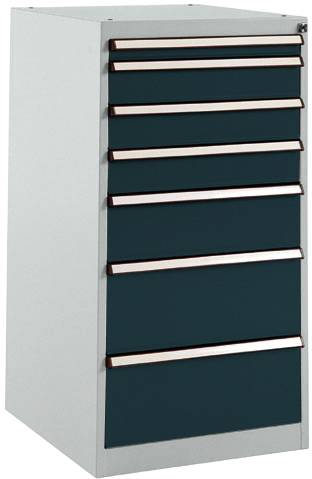 Manuflex SP1137.7016 Schubfachschrank BASETEC Stationär, Nutzhöhe 900mm mit 7 Schubfächern, in anthrazit RAL 7016