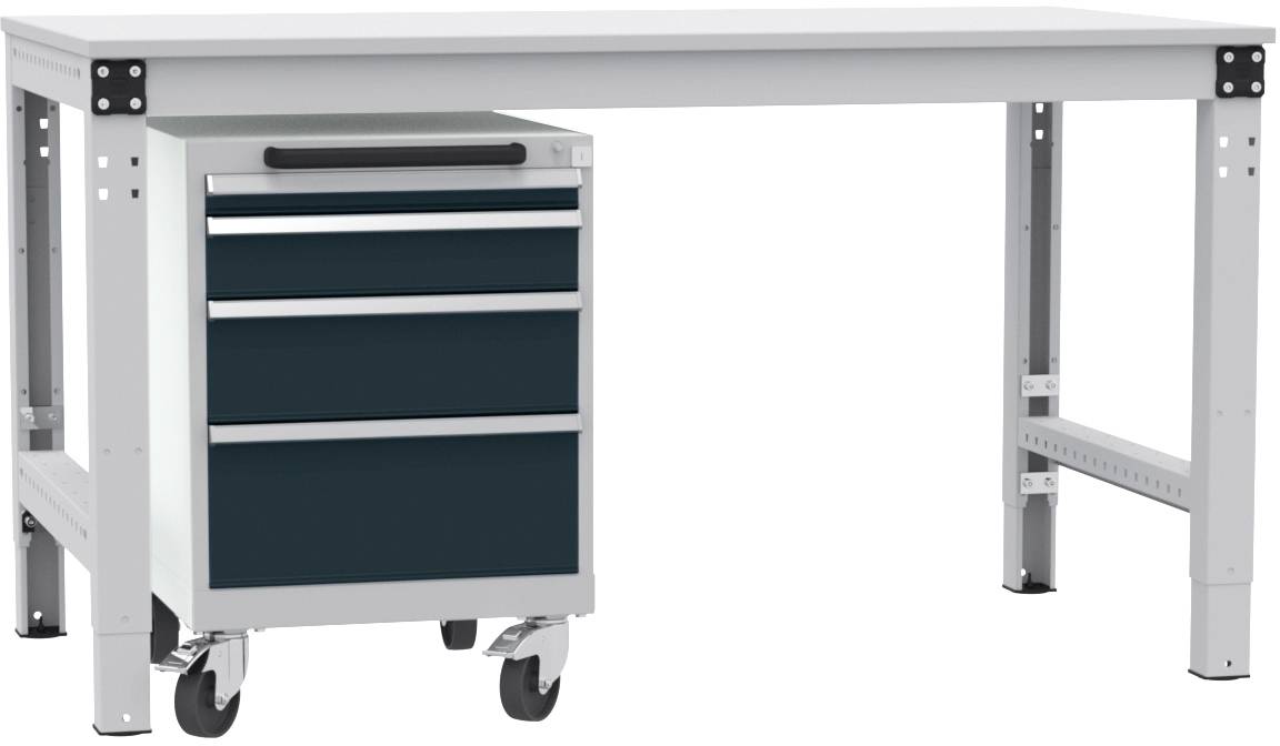 Manuflex TP1143.7016 Schubfachschrank BASETEC mobil, Nutzhöhe 500mm mit 4 Schubfächern, in anthrazit RAL 7016