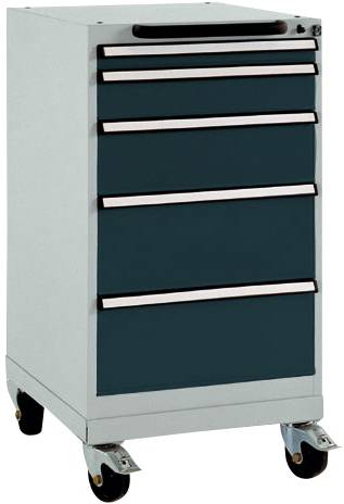 Manuflex TP1144.7016 Schubfachschrank BASETEC mobil, Nutzhöhe 700mm mit 5 Schubfächern, in anthrazit RAL 7016