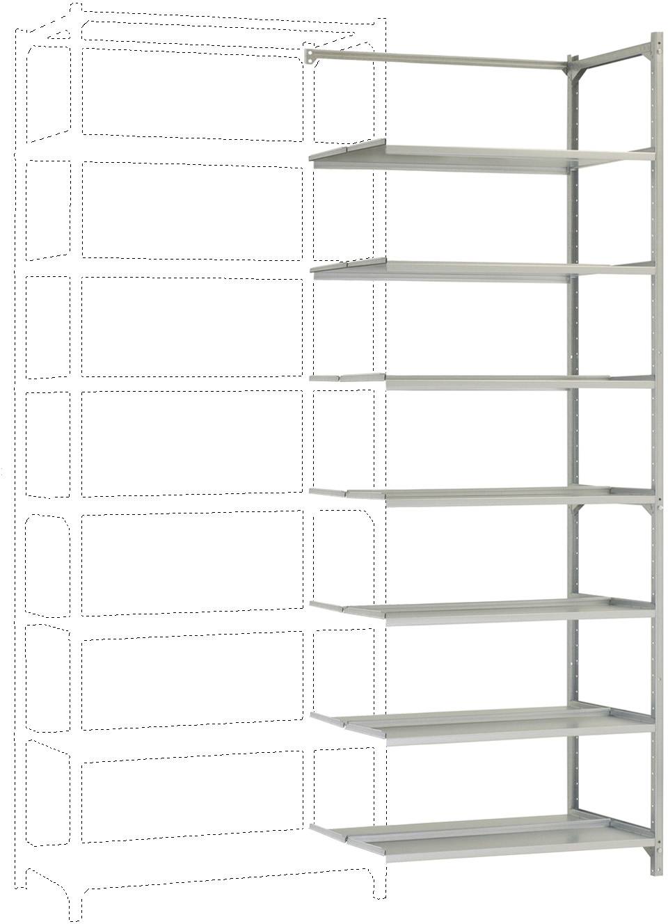 Manuflex RA2576 Fachbodenregal-Anbaumodul (B x H x T) 930 x 2250 x 600 mm Stahlboden