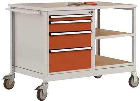 Manuflex MW2001.2001 Mobile Werkbank Modell 1 mit geölter Multiplex-Abdeckplatte 30mm BxTxH 1135 x 590 x 810mm