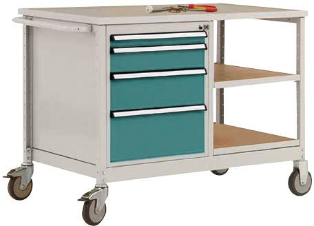 Manuflex MW2001.5021 Mobile Werkbank Modell 1 mit geölter Multiplex-Abdeckplatte 30mm BxTxH 1135 x 590 x 810mm