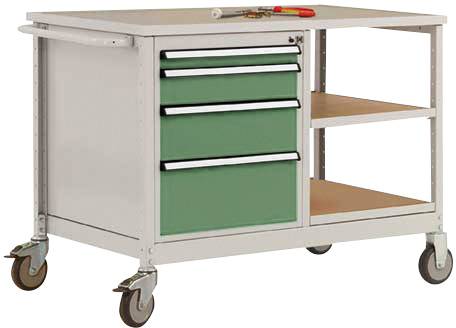Manuflex MW2001.6011 Mobile Werkbank Modell 1 mit geölter Multiplex-Abdeckplatte 30mm BxTxH 1135 x 590 x 810mm