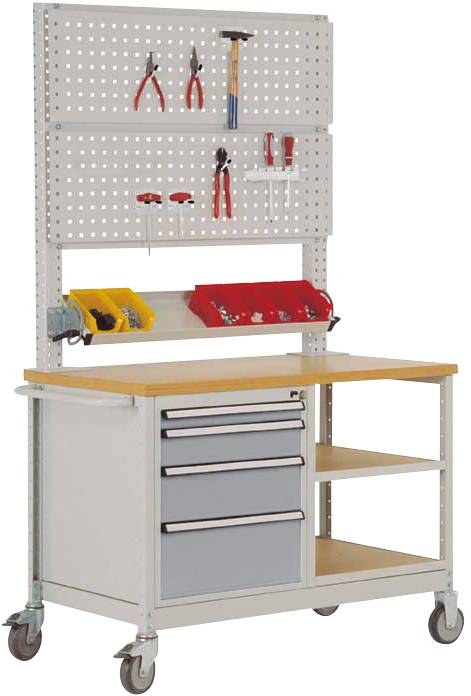 Manuflex MW2033.9006 Mobile Werkbank Modell 6 mit geölter Multiplex-Abdeckplatte 30mm BxTxH 1135 x 590 x 810mm