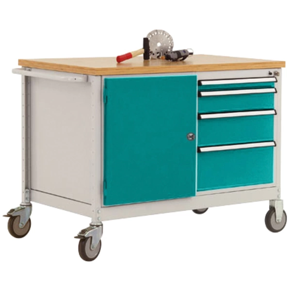 Manuflex TP1004.5021 Mobile Werkbank Modell 4 mit geölter Multiplex-Abdeckplatte 30mm BxTxH 1135 x 590 x 810mm Manuflex TP1004.5021 Mobile Werkbank Modell 4 mit geölter Multiplex-Abdeckplatte 30mm BxTxH 1135 x 590 x 810mm