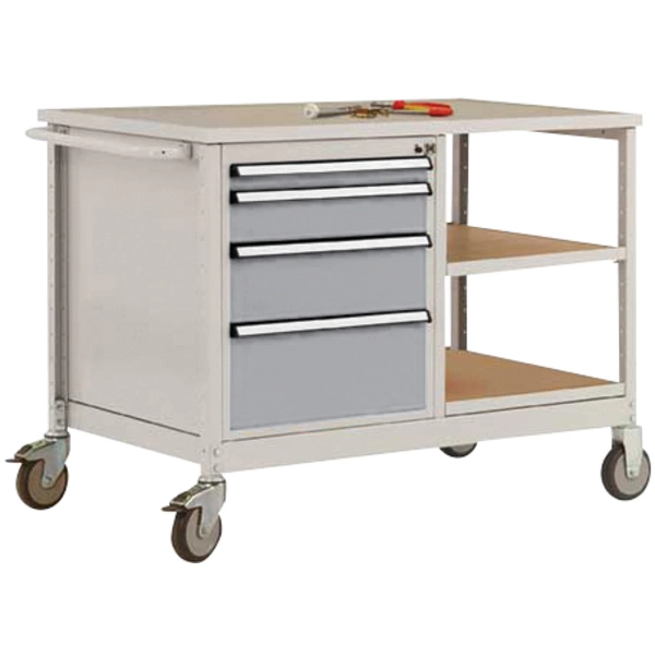 Manuflex TP1007.9006 Mobile Werkbank Modell 1 mit lichtgrauer Melamin-Abdeckplatte 22mm BxTxH 1135 x 590 x 802mm Manuflex TP1007.9006 Mobile Werkbank Modell 1 mit lichtgrauer Melamin-Abdeckplatte 22mm BxTxH 1135 x 590 x 802mm
