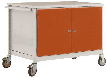 Manuflex TP1028.2001 Mobile Werkbank Modell 5 mit lichtgrauer Melamin-Abdeckplatte 22mm BxTxH 1135 x 590 x 802mm