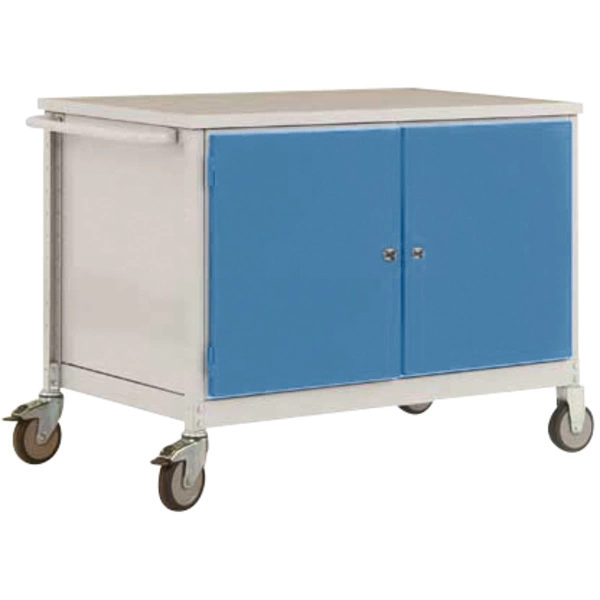 Manuflex TP1028.5012 Mobile Werkbank Modell 5 mit lichtgrauer Melamin-Abdeckplatte 22mm BxTxH 1135 x 590 x 802mm Manuflex TP1028.5012 Mobile Werkbank Modell 5 mit lichtgrauer Melamin-Abdeckplatte 22mm BxTxH 1135 x 590 x 802mm