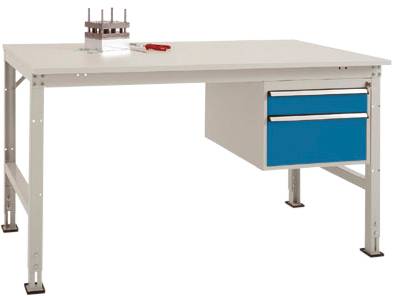 Manuflex AU5567.0002 Komplett-Arbeitstisch Grund UNIVERSAL Standard mit Kunststoff-Platte, BxTxH = 1500 x 800 x 760-870mm