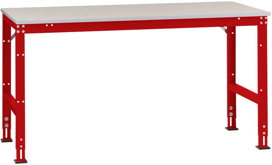 Manuflex AU6061.3003 Arbeits-Anbautisch UNIVERSAL Standard mit Melaminplatte, BxTxH = 1500 x 1000 x 760-870mm Rubin-Rot