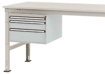 Bürotisch mit drei Schubladen auf der linken Seite, weiß und schlichtes Design. Ideal für Arbeitszimmer oder Büros.