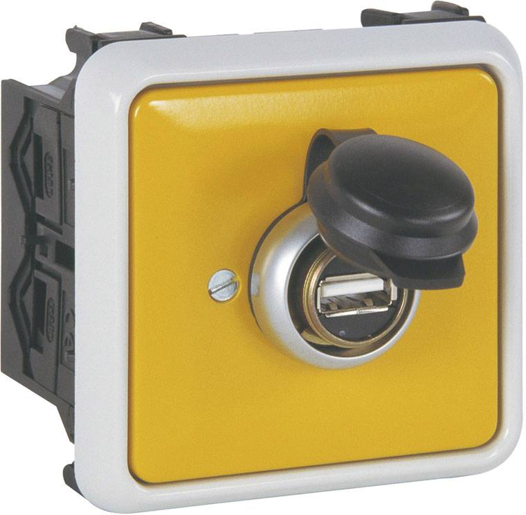 Manuflex ZB0937 USB-Anschlussdose fertig montiert für verdrahteten Energiekanal, BxTxH = 70 x 65 x 70mm
