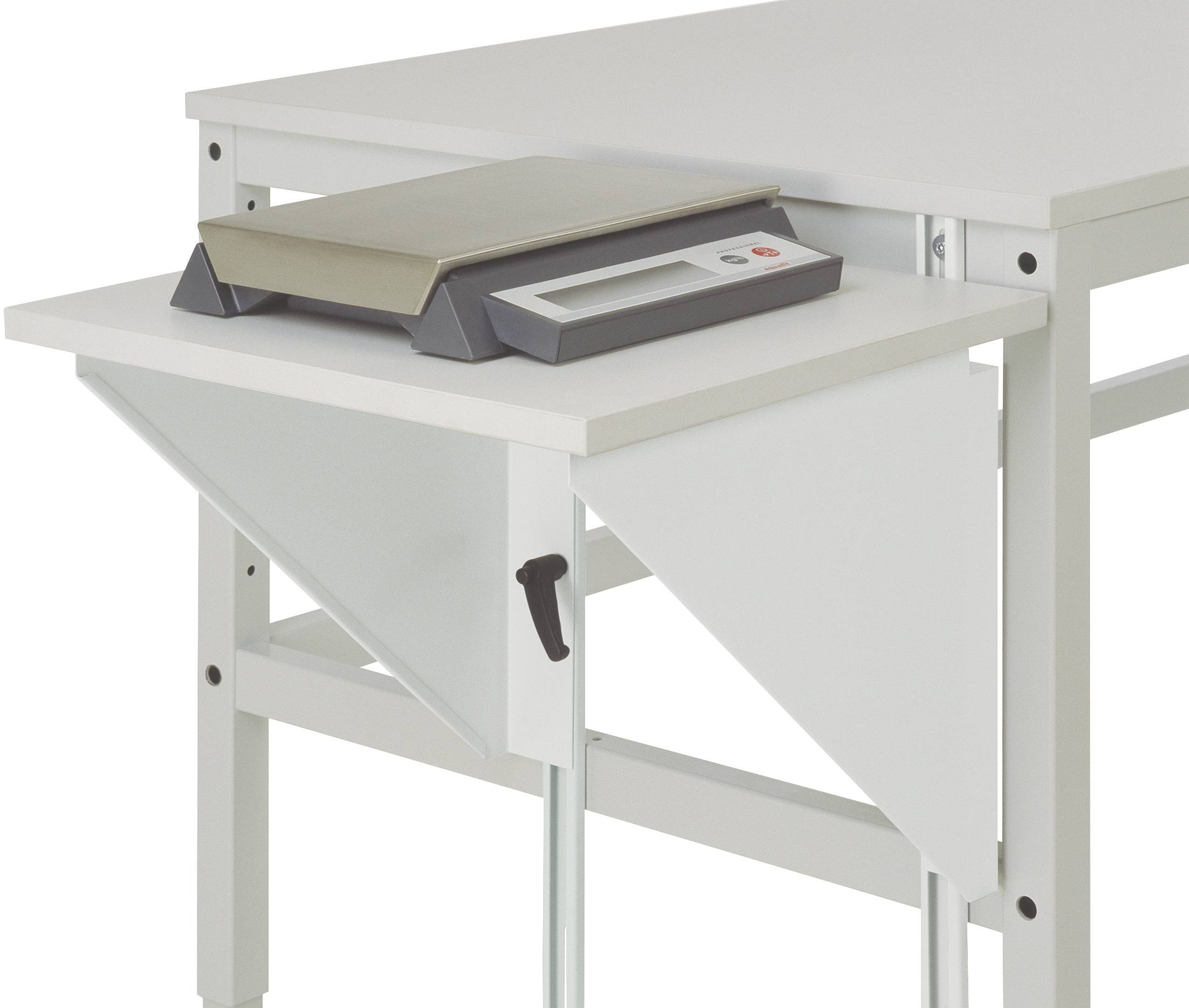 Manuflex AU0004.7035 Höhenverstellbarer Tischansatz für Arbeitstische und Werkbänke, B x T 500 x 800mm Lichtgrau (RAL 7035)