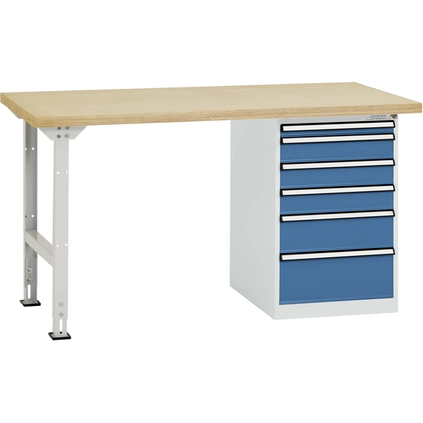 Manuflex TP5090.5007 Werkbanksystem COMBI Modell 2 mit massiver Bucheplatte, BxTxH = 2000 x 700 x 840mm Manuflex TP5090.5007 Werkbanksystem COMBI Modell 2 mit massiver Bucheplatte, BxTxH = 2000 x 700 x 840mm