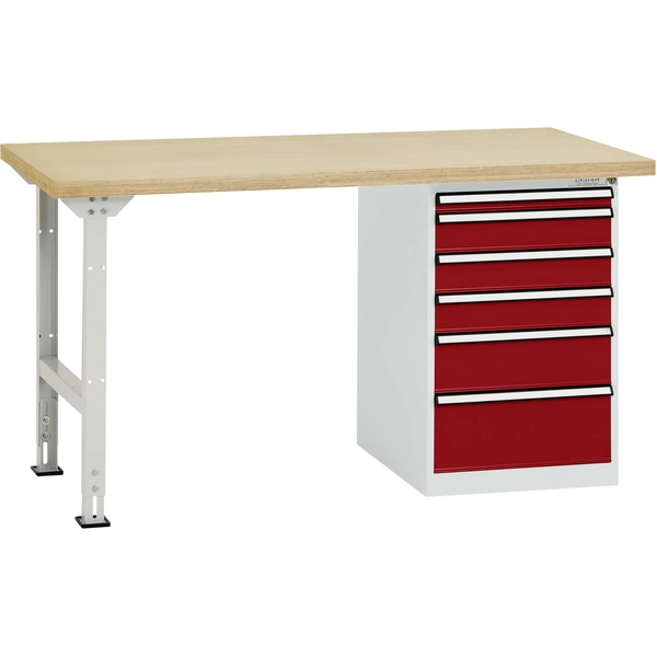 Manuflex TP5090.3003 Werkbanksystem COMBI Modell 2 mit massiver Bucheplatte, BxTxH = 2000 x 700 x 840mm Manuflex TP5090.3003 Werkbanksystem COMBI Modell 2 mit massiver Bucheplatte, BxTxH = 2000 x 700 x 840mm