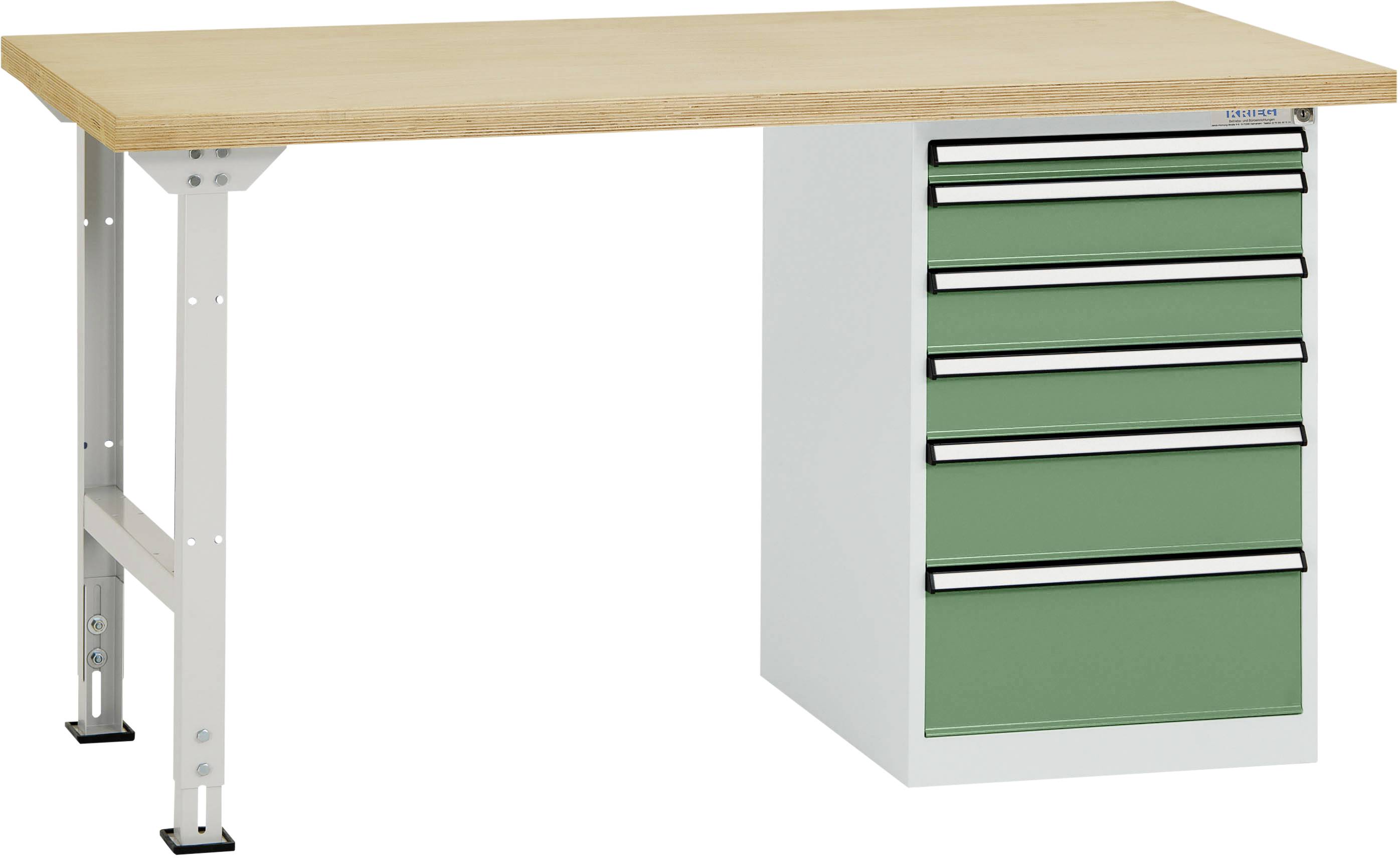 Manuflex TP5090.6011 Werkbanksystem COMBI Modell 2 mit massiver Bucheplatte, BxTxH = 2000 x 700 x 840mm