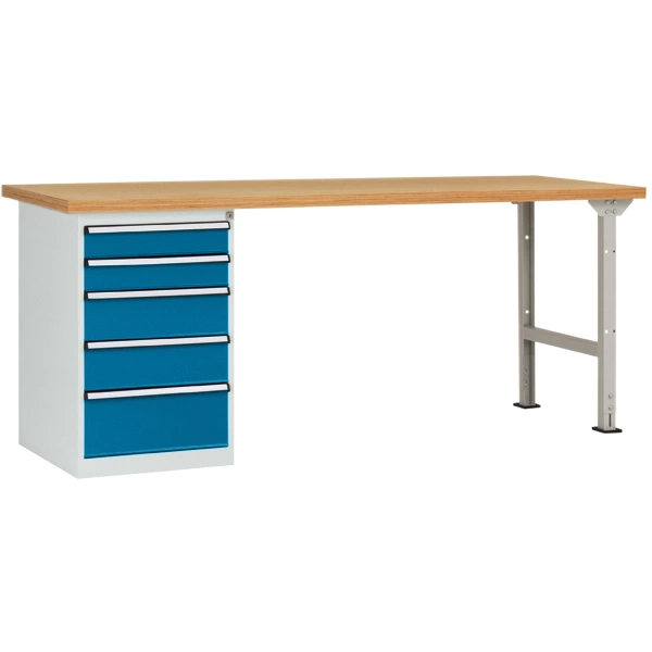 Manuflex WC5103.5007 Werkbanksystem COMBI Modell 3 mit massiver Bucheplatte, BxTxH = 2000 x 700 x 840mm Manuflex WC5103.5007 Werkbanksystem COMBI Modell 3 mit massiver Bucheplatte, BxTxH = 2000 x 700 x 840mm