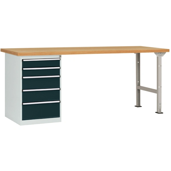 Manuflex WC5101.7016 Werkbanksystem COMBI Modell 3 mit massiver Bucheplatte, BxTxH = 1500 x 700 x 840mm Manuflex WC5101.7016 Werkbanksystem COMBI Modell 3 mit massiver Bucheplatte, BxTxH = 1500 x 700 x 840mm