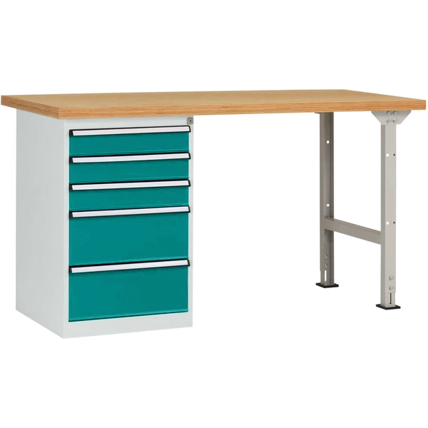 Manuflex WC5115.5021 Werkbanksystem COMBI Modell 7 mit massiver Bucheplatte, BxTxH = 1500 x 700 x 840mm Manuflex WC5115.5021 Werkbanksystem COMBI Modell 7 mit massiver Bucheplatte, BxTxH = 1500 x 700 x 840mm