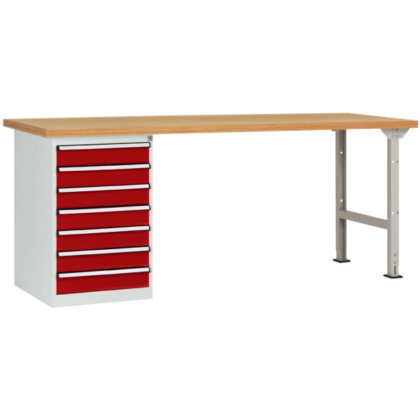 Manuflex WC5119.3003 Werkbanksystem COMBI Modell 6 mit massiver Bucheplatte, BxTxH = 1500 x 700 x 840mm Manuflex WC5119.3003 Werkbanksystem COMBI Modell 6 mit massiver Bucheplatte, BxTxH = 1500 x 700 x 840mm