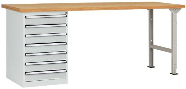 Manuflex WC5118.7035 Werkbanksystem COMBI Modell 6 mit Multiplexplatte, BxTxH = 1500 x 700 x 840mm