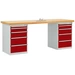 Manuflex TP5092.3003 Werkbanksystem COMBI, 2 Gehäuse Modell 1 mit massiver Bucheplatte, BxTxH = 2000 x 700 x 840mm Manuflex TP5092.3003 Werkbanksystem COMBI, 2 Gehäuse Modell 1 mit massiver Bucheplatte, BxTxH = 2000 x 700 x 840mm