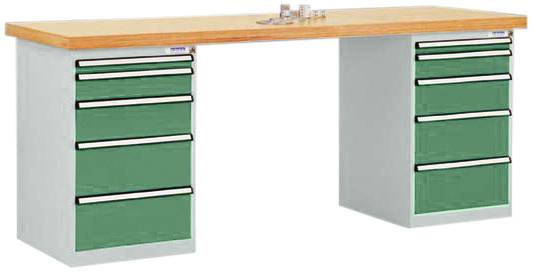 Manuflex TP5091.6011 Werkbanksystem COMBI, 2 Gehäuse Modell 1 mit Multiplexplatte, BxTxH = 2000 x 700 x 840mm