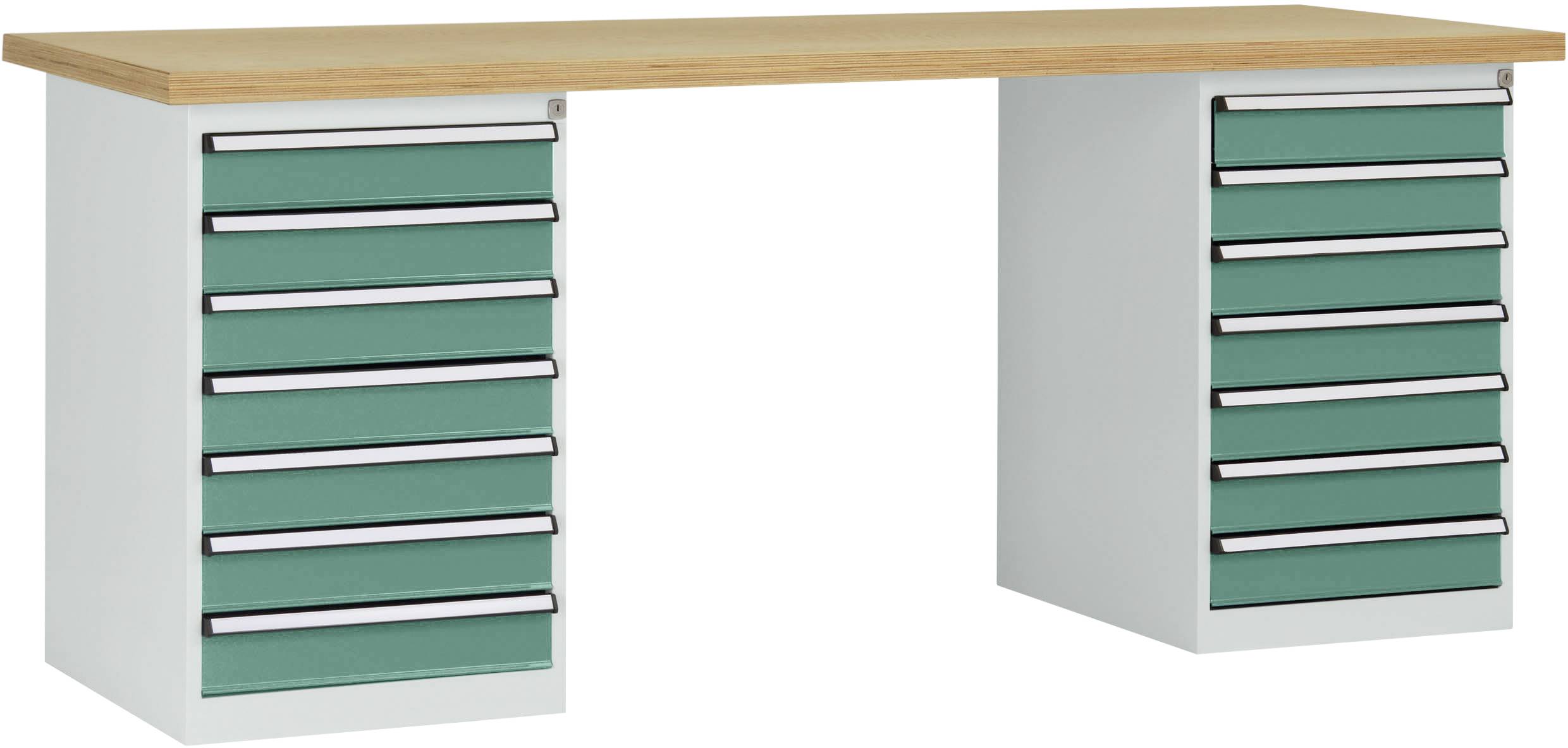 Manuflex WC5126.0001 Werkbanksystem COMBI, 2 Gehäuse Modell 3 mit Multiplexplatte, BxTxH = 2000 x 700 x 840mm