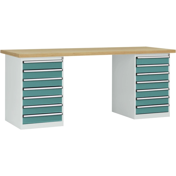 Manuflex WC5126.5021 Werkbanksystem COMBI, 2 Gehäuse Modell 3 mit Multiplexplatte, BxTxH = 2000 x 700 x 840mm Manuflex WC5126.5021 Werkbanksystem COMBI, 2 Gehäuse Modell 3 mit Multiplexplatte, BxTxH = 2000 x 700 x 840mm