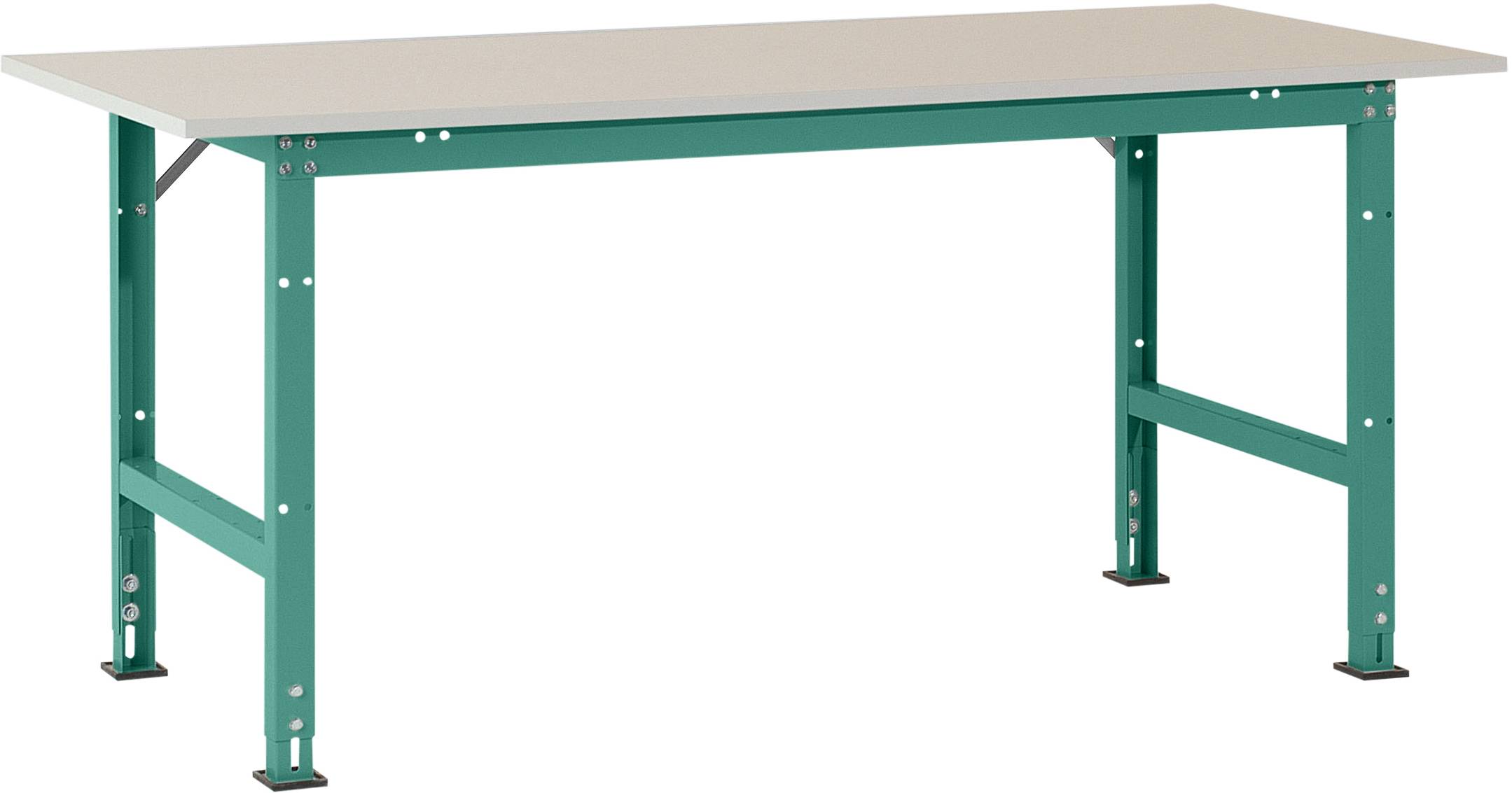 Manuflex AS0031.0001 Packtisch PACKPOOL Standard mit Melaminplatte, BxTxH = 2000 x 800 x 760-870mm Grau, Grün