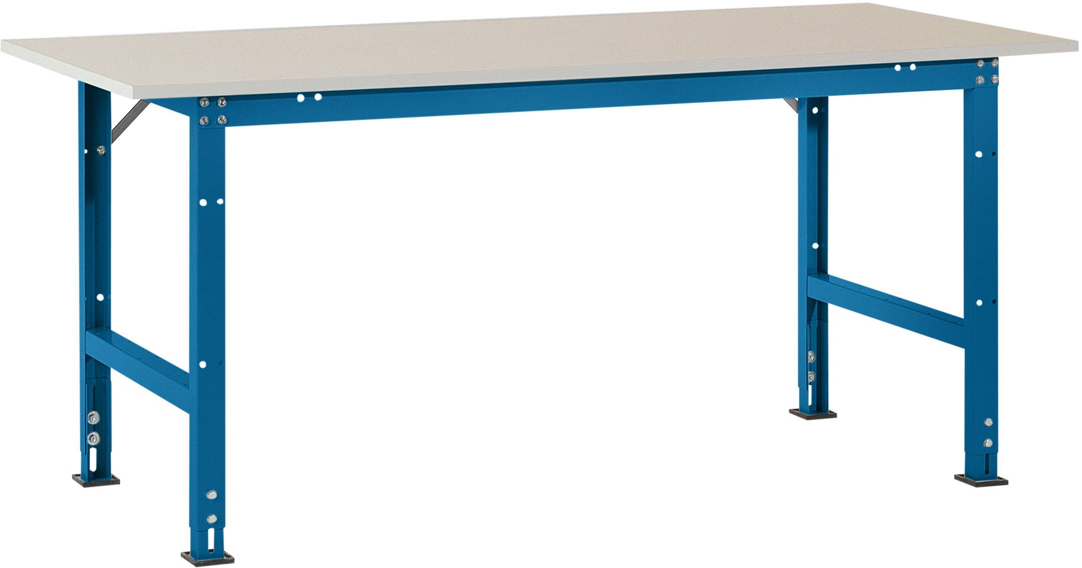 Manuflex AS0031.5007 Packtisch PACKPOOL Standard mit Melaminplatte, BxTxH = 2000 x 800 x 760-870mm Brillantblau (RAL 5007)