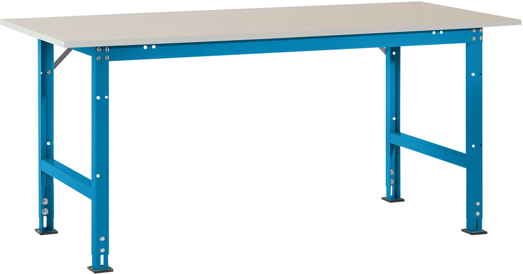 Manuflex AS0031.5012 Packtisch PACKPOOL Standard mit Melaminplatte, BxTxH = 2000 x 800 x 760-870mm Licht-Blau (RAL 5012)
