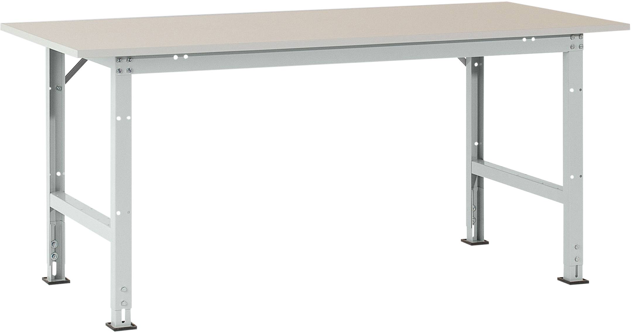 Manuflex AS0031.7035 Packtisch PACKPOOL Standard mit Melaminplatte, BxTxH = 2000 x 800 x 760-870mm Lichtgrau (RAL 7035)