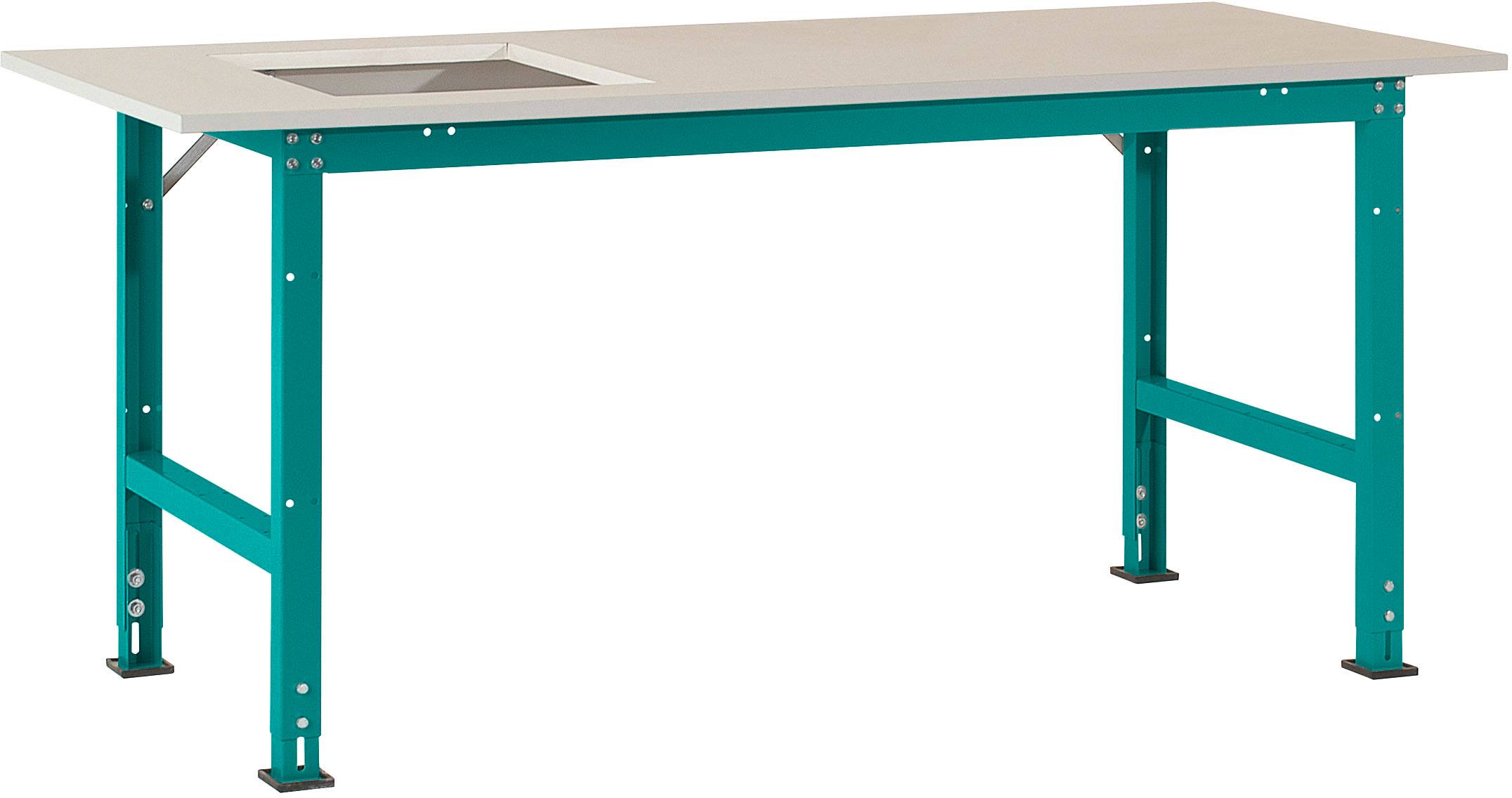 Manuflex AS0041.5021 Packtisch PACKPOOL Standard mit Platten-Ausschnitt für Waage, BxTxH = 2000 x 800 x 760-870mm Wasserblau