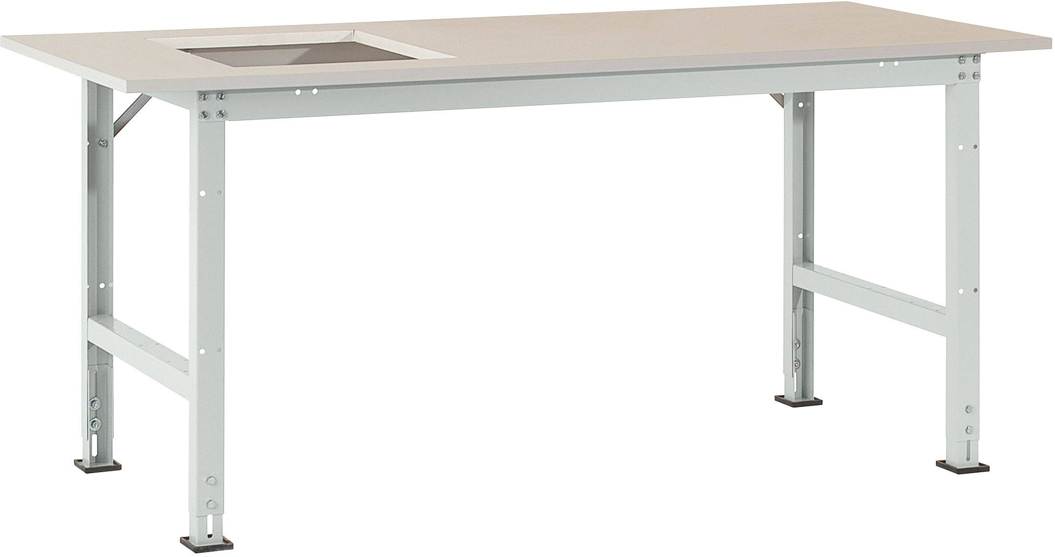 Manuflex AS0041.7035 Packtisch PACKPOOL Standard mit Platten-Ausschnitt für Waage, BxTxH = 2000 x 800 x 760-870mm Lichtgrau
