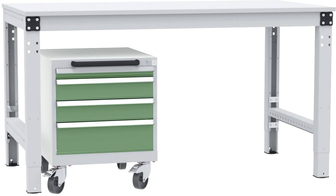 Manuflex SP1193.6011 Schubfachschrank BASETEC mobil, Nutzhöhe 400mm mit 4 Schubfächern, in resedagrün RAL 6011