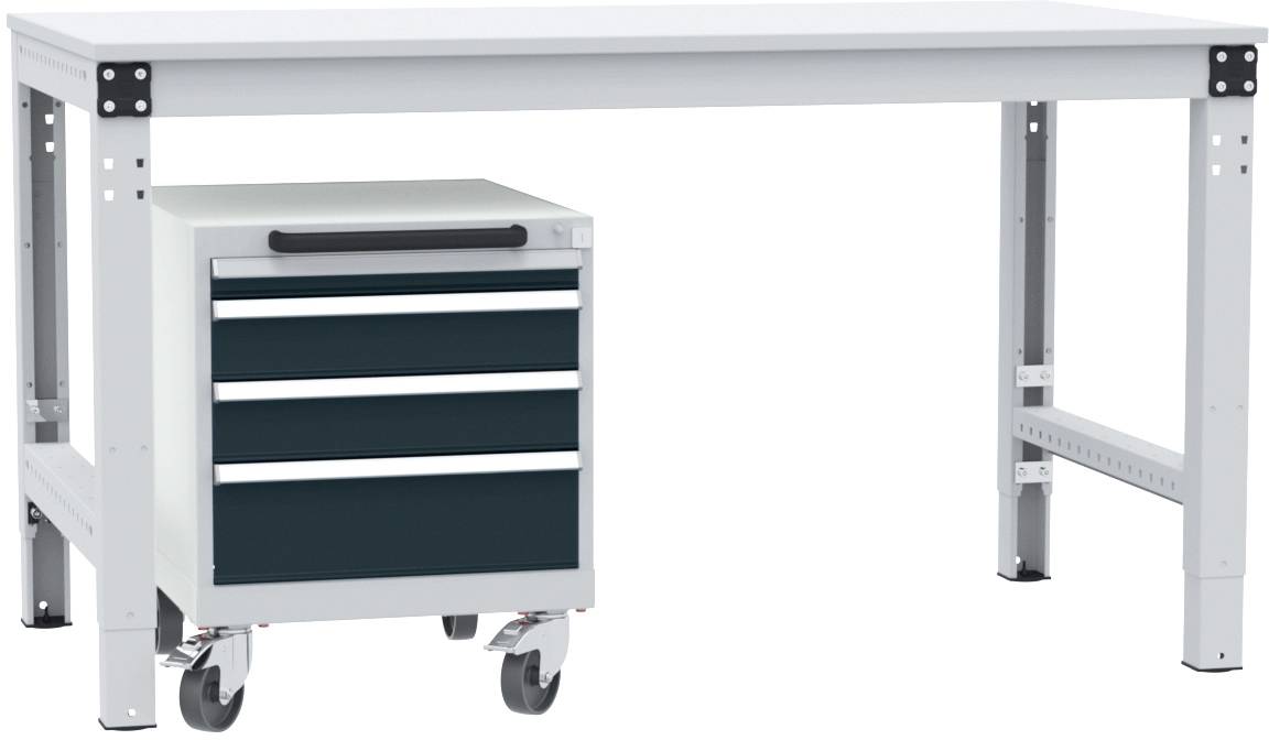 Manuflex SP1193.7016 Schubfachschrank BASETEC mobil, Nutzhöhe 400mm mit 4 Schubfächern, in anthrazit RAL 7016