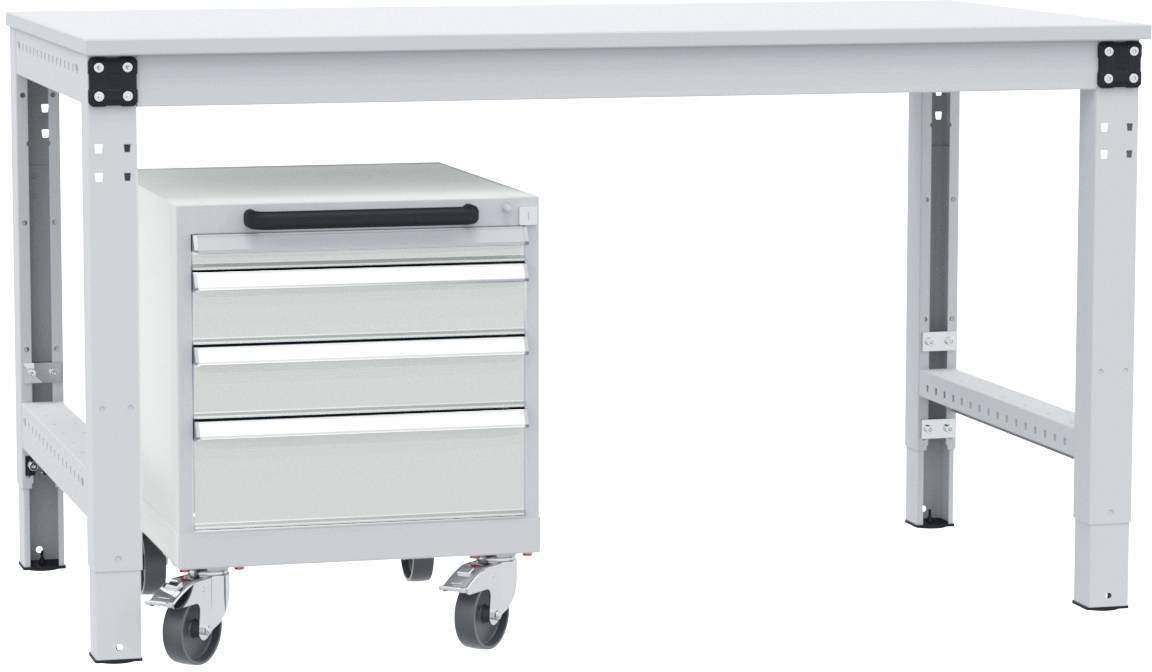 Manuflex SP1193.7035 Schubfachschrank BASETEC mobil, Nutzhöhe 400mm mit 4 Schubfächern, in lichtgrau RAL 7035