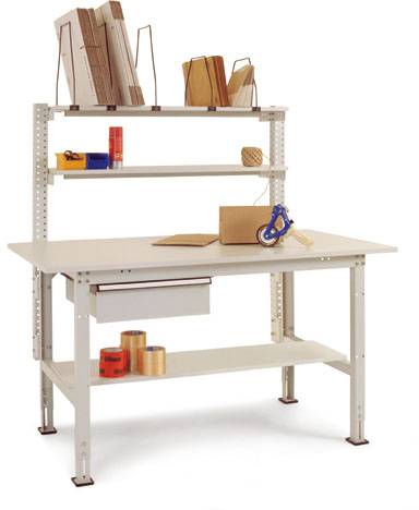 Manuflex AS1501.5021 Komplett-Packtisch PACKPOOL mit Schubfach und Zwischenboden, BxTxH = 1500 x 800 x 760-870mm Wasserblau