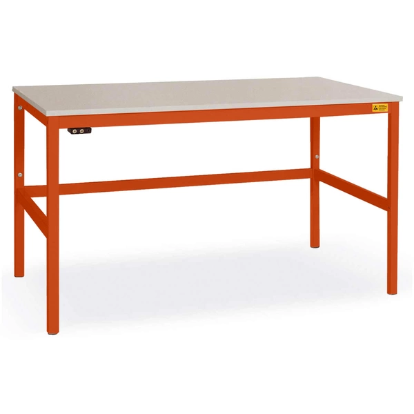 Manuflex LC1918.2001 ESD ESD-Arbeitstisch CANTOLAB Standard mit Melaminplatte, BxTxH = 1600 x 800 x 765-785mm Rotorange (RAL 2001) Manuflex LC1918.2001 ESD ESD-Arbeitstisch CANTOLAB Standard mit Melaminplatte, BxTxH = 1600 x 800 x 765-785mm Rotorange (RAL 2001)