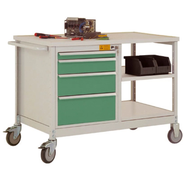Manuflex LW1001.6011 ESD ESD-Mobile Werkbank Modell 2 mit Schubfächer und Einlegeböden, BxTxH 1135 x 590 x 805mm Manuflex LW1001.6011 ESD ESD-Mobile Werkbank Modell 2 mit Schubfächer und Einlegeböden, BxTxH 1135 x 590 x 805mm