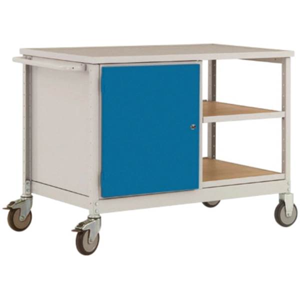 Manuflex LW1003.0002 ESD ESD-Mobile Werkbank Modell 3 mit Tür und Einlegeböden, BxTxH 1135 x 590 x 805mm Manuflex LW1003.0002 ESD ESD-Mobile Werkbank Modell 3 mit Tür und Einlegeböden, BxTxH 1135 x 590 x 805mm