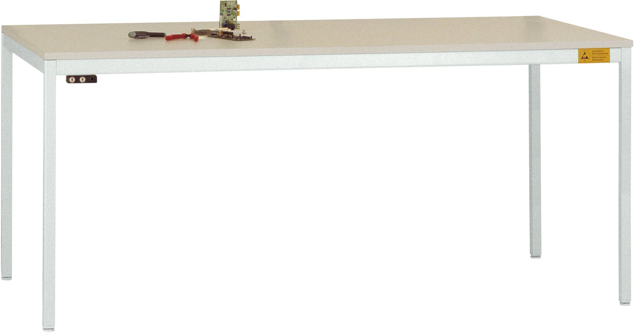 Manuflex LD1116.7035 ESD ESD-Arbeitstisch UNIDESK mit Kunststoffplatte, Gestell Lichtgrau RAL 7035, BxTxH = 2000 x 800