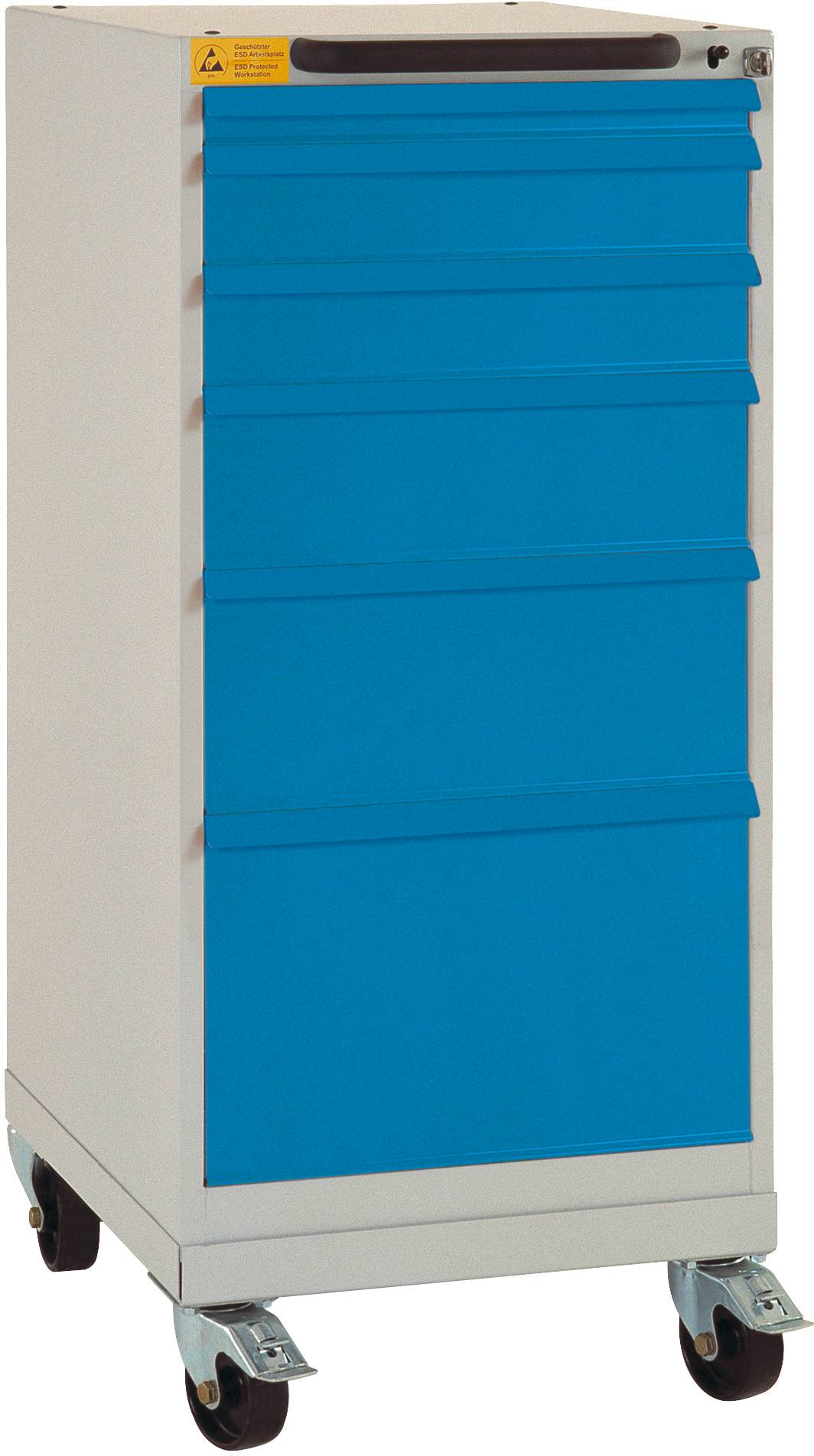 Manuflex LS1035.5021 ESD ESD-Schubfachschrank BASETEC mobil, Nutzhöhe 900mm mit 6 Schubfächern, in wasserblau RAL 5021