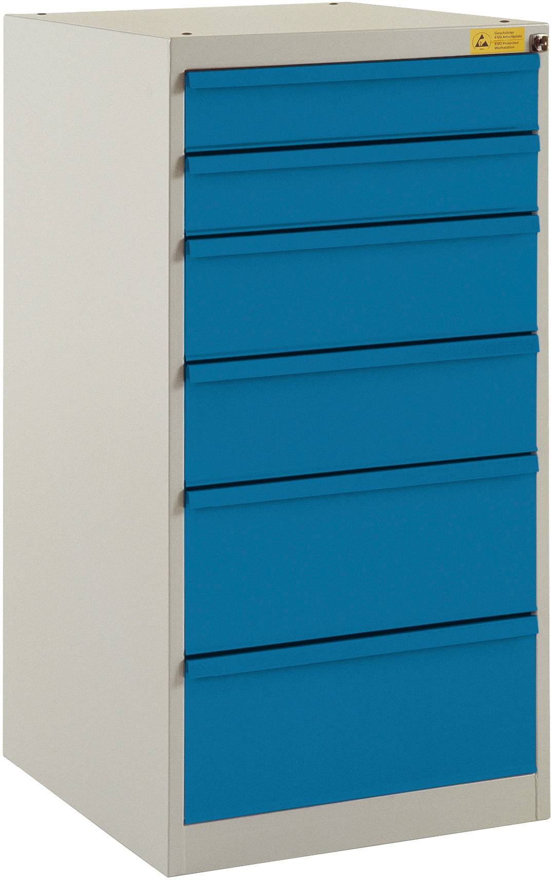 Manuflex LS1042.0002 ESD ESD-Schubfachschrank Stationär, Nutzhöhe 900mm mit 6 Schubfächern, Korpus Lichtgrau RAL 7035 leitfähig