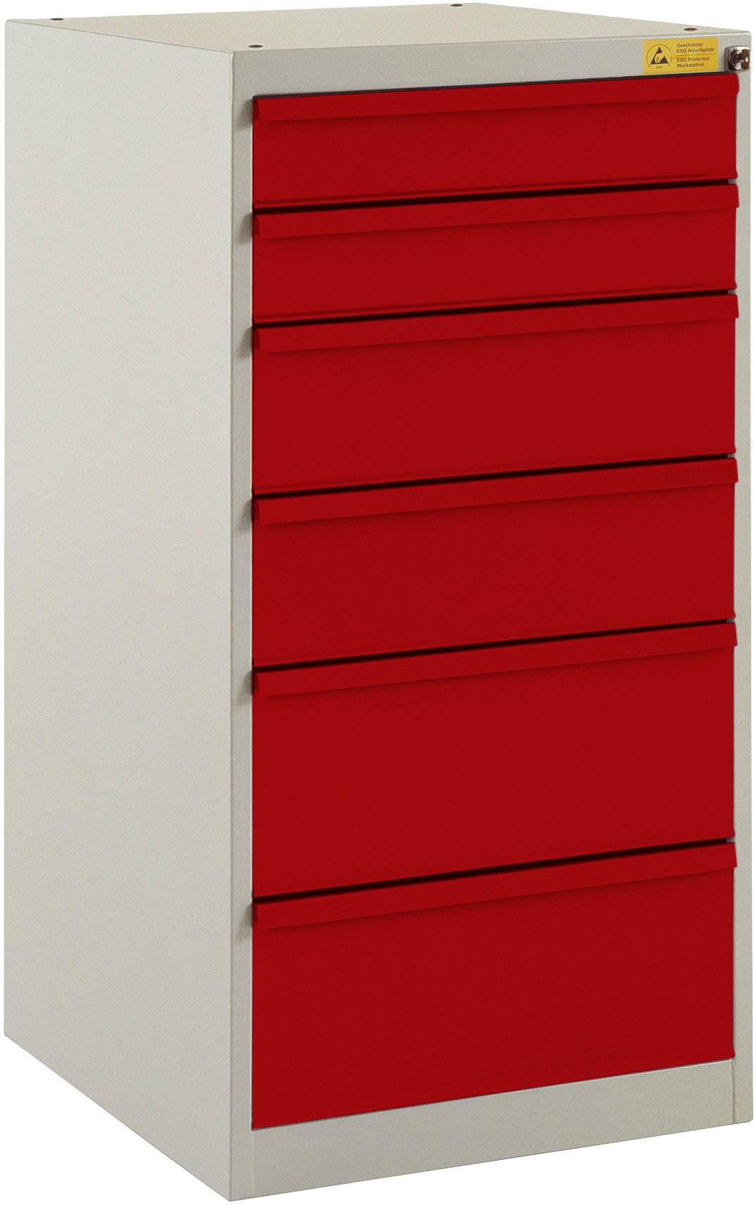 Manuflex LS1042.3003 ESD ESD-Schubfachschrank BASETEC Stationär, Nutzhöhe 900mm mit 6 Schubfächern, in rubinrot RAL 3003
