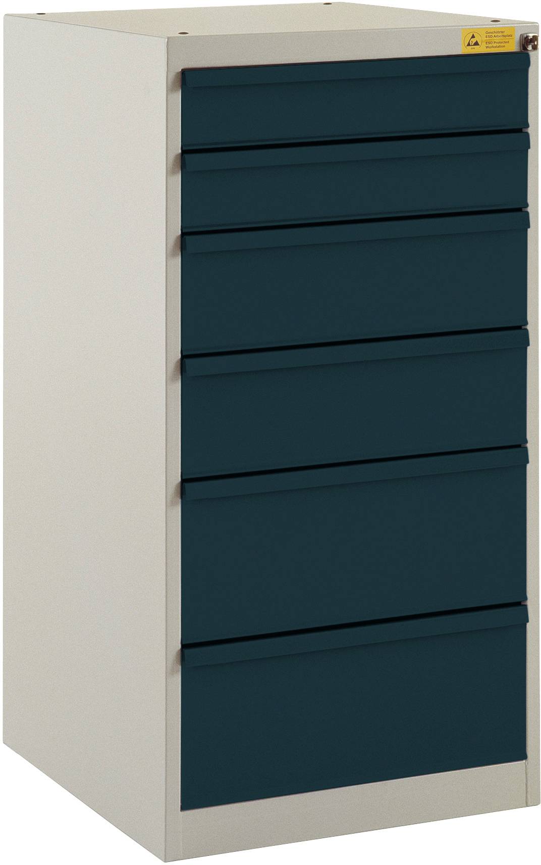 Manuflex LS1042.7016 ESD ESD-Schubfachschrank BASETEC Stationär, Nutzhöhe 900mm mit 6 Schubfächern, in anthrazit RAL 7016