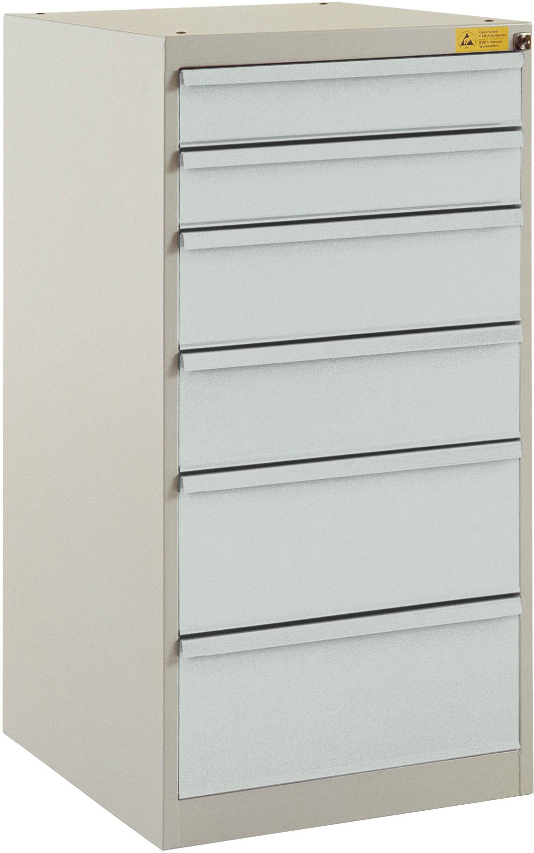 Manuflex LS1042.7035 ESD ESD-Schubfachschrank BASETEC Stationär, Nutzhöhe 900mm mit 6 Schubfächern, in lichtgrau RAL 7035