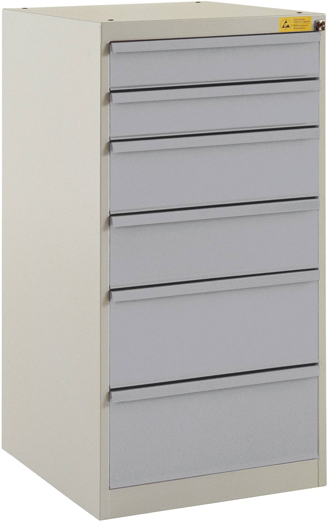 Manuflex LS1042.9006 ESD ESD-Schubfachschrank BASETEC Stationär, Nutzhöhe 900mm mit 6 Schubfächern, in alusilber ähnlich RAL 9006