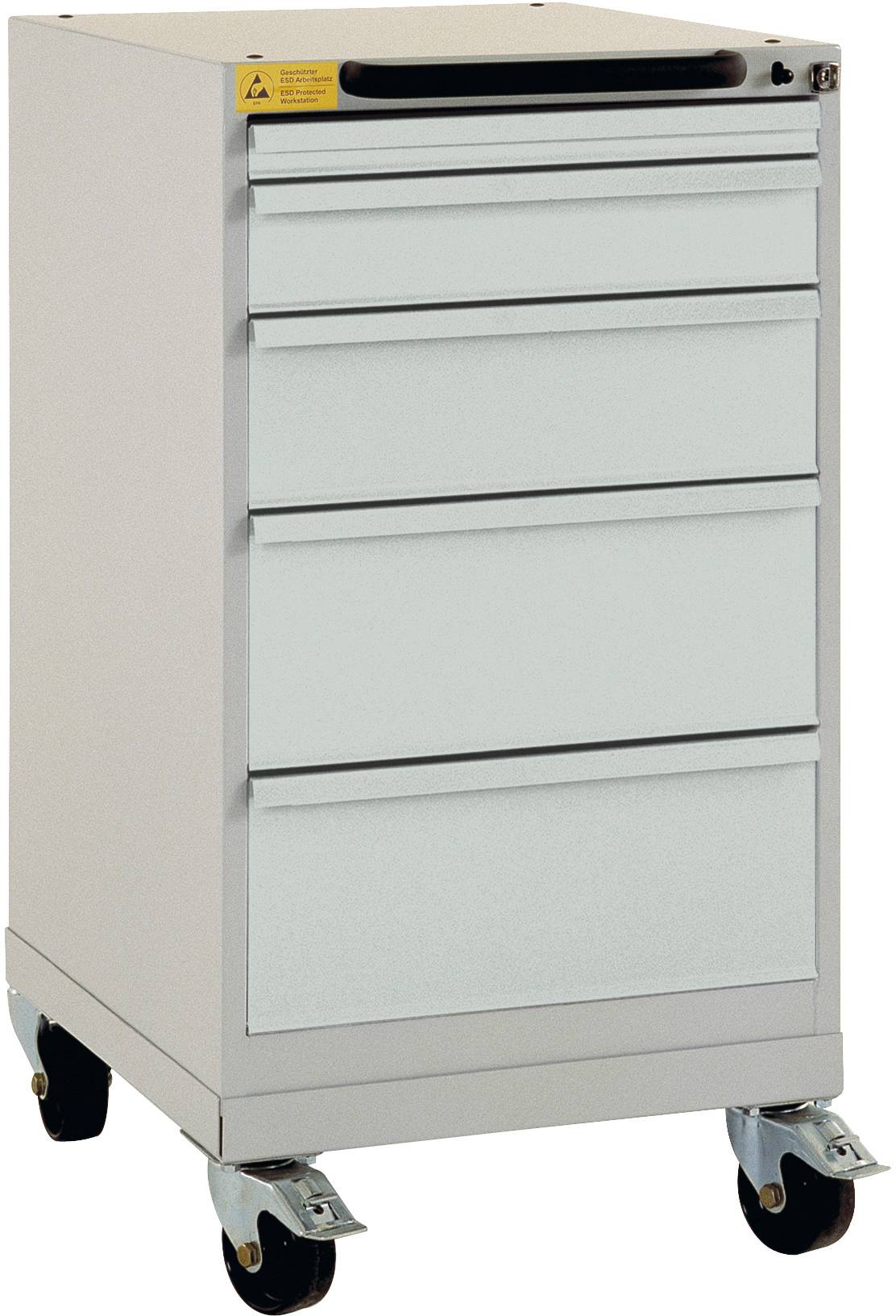 Manuflex LS1044.7035 ESD ESD-Schubfachschrank BASETEC mobil, Nutzhöhe 700mm mit 5 Schubfächern, in lichtgrau RAL 7035